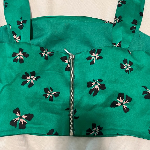 BEC + BRIDGE CO-ORD 2PC. SILK SKIRT SET, SIZE US 4, GREEN/BLACK - Picture 9 of 11